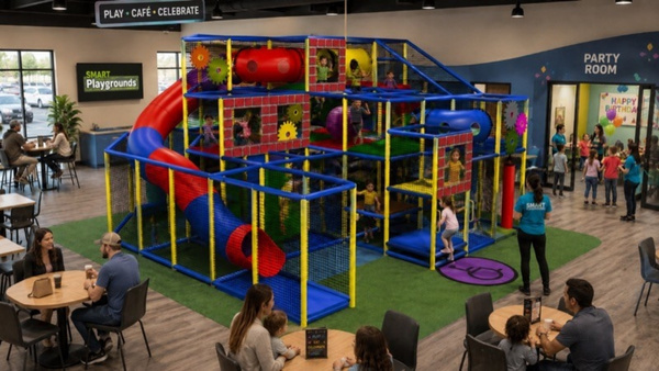 commercial indoor playground equipment design usually includes primary colors